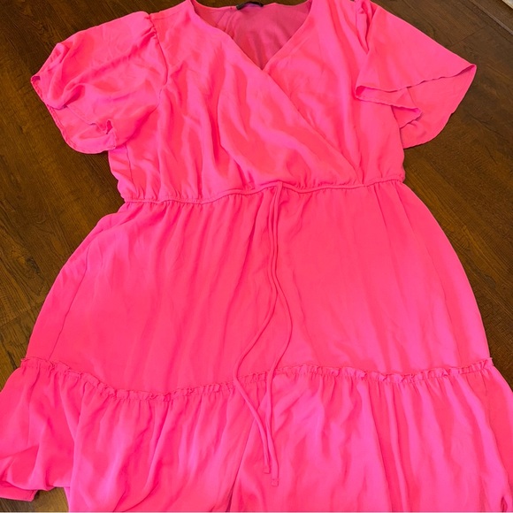 ANDREE BY UNIT Dresses & Skirts - Andree by Unit Neon Pink Dress 2XL Tiered Babydoll Lightweight Boutique Style